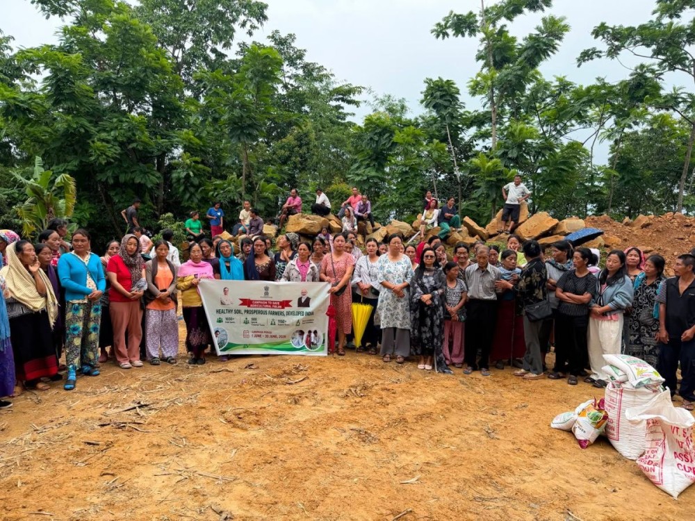 ICAR–KVK Wokha officials along with the participants after distributing critical agricultural inputs at Old Riphyim village on June 17.